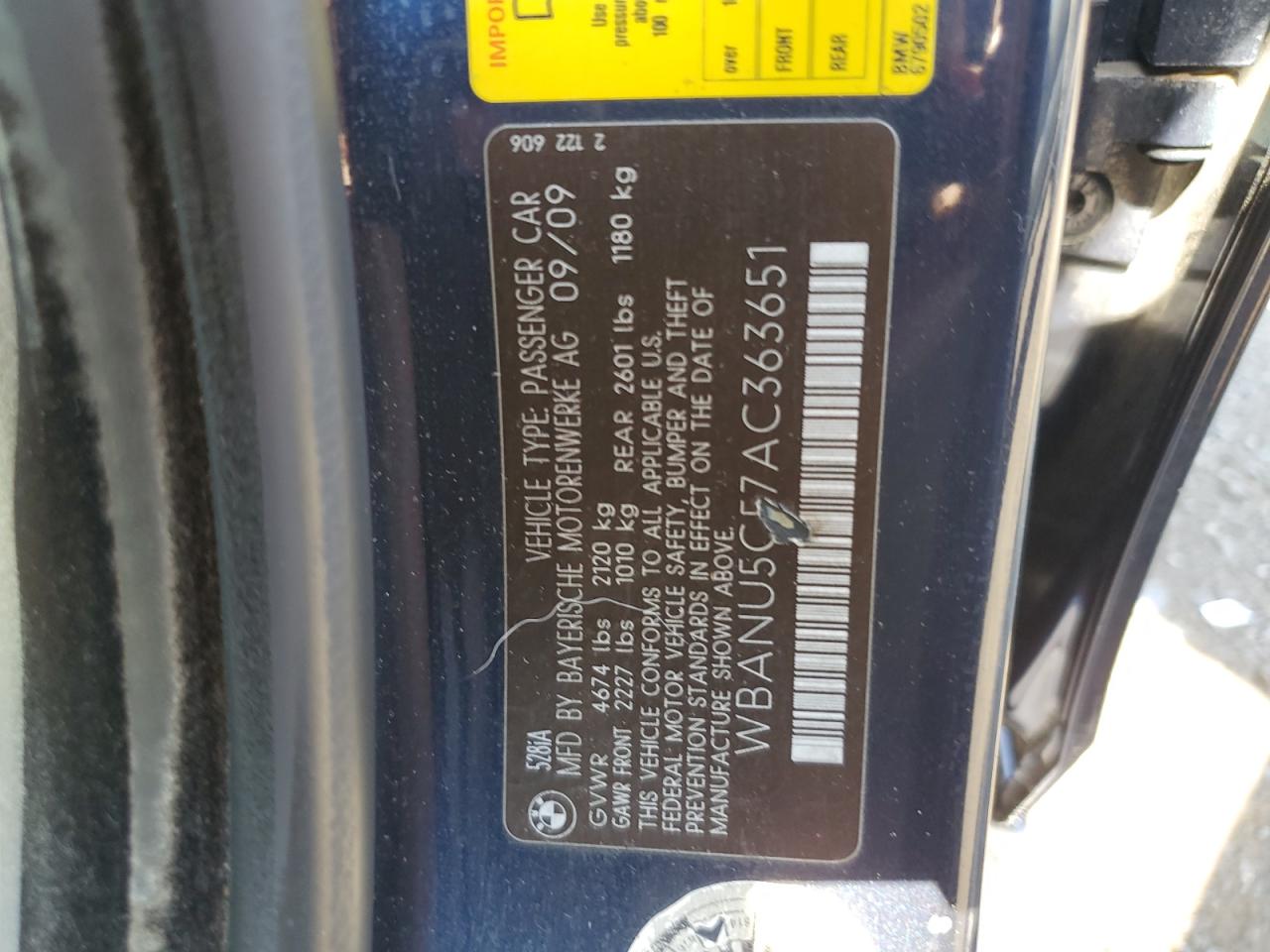 WBANU5C57AC363651 2010 BMW 528 I