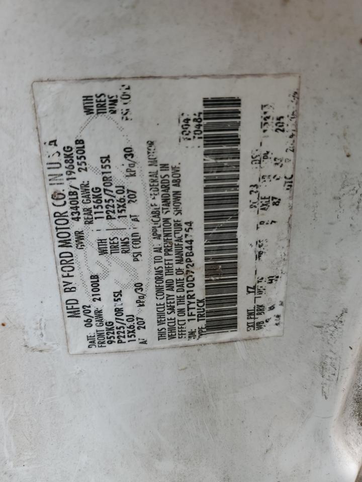 1FTYR10D72PB44754 2002 Ford Ranger