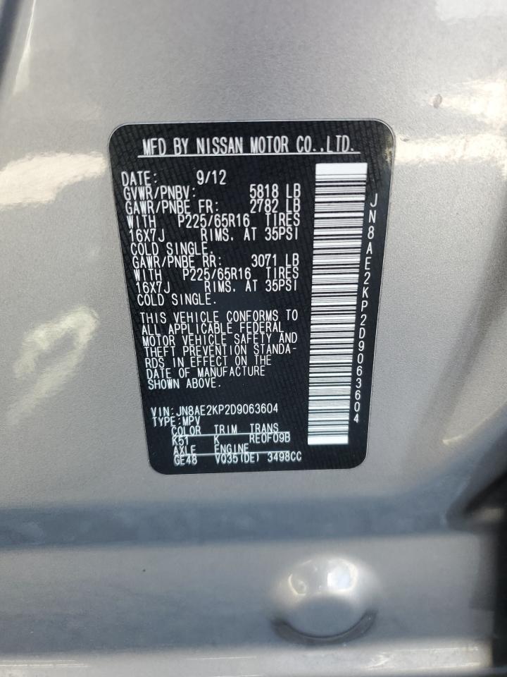 JN8AE2KP2D9063604 2013 Nissan Quest S