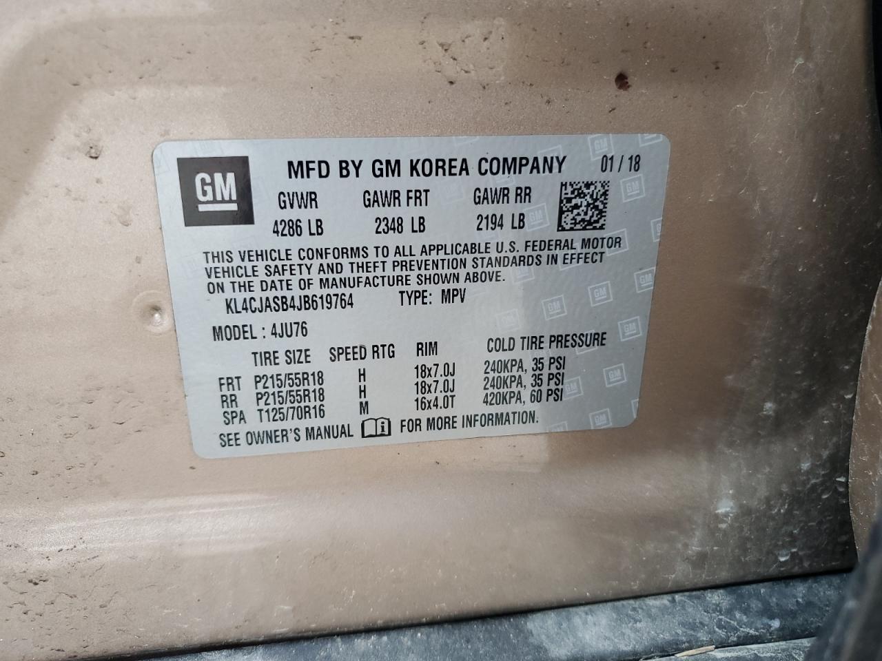 KL4CJASB4JB619764 2018 Buick Encore Preferred