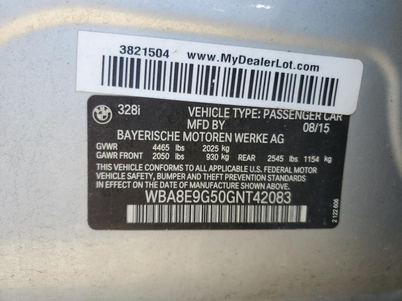 WBA8E9G50GNT42083 2016 BMW 328 I Sulev