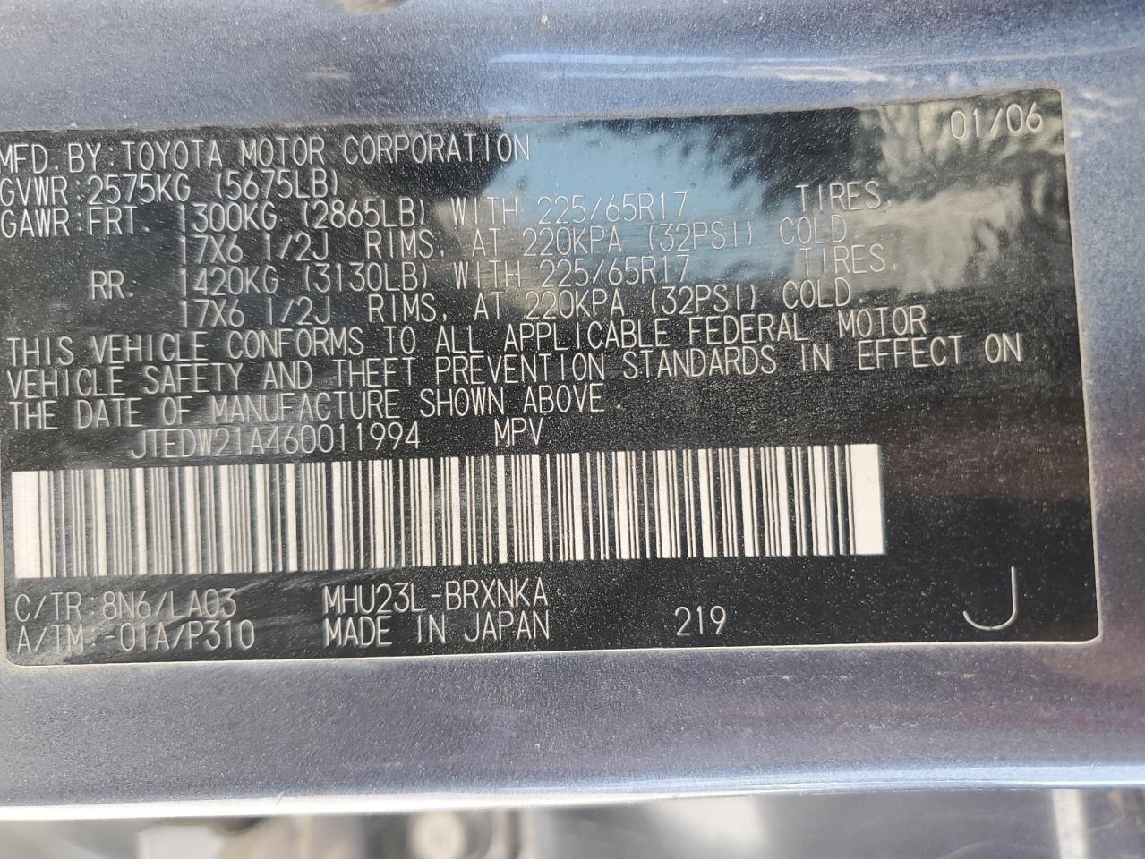 JTEDW21A460011994 2006 Toyota Highlander Hybrid