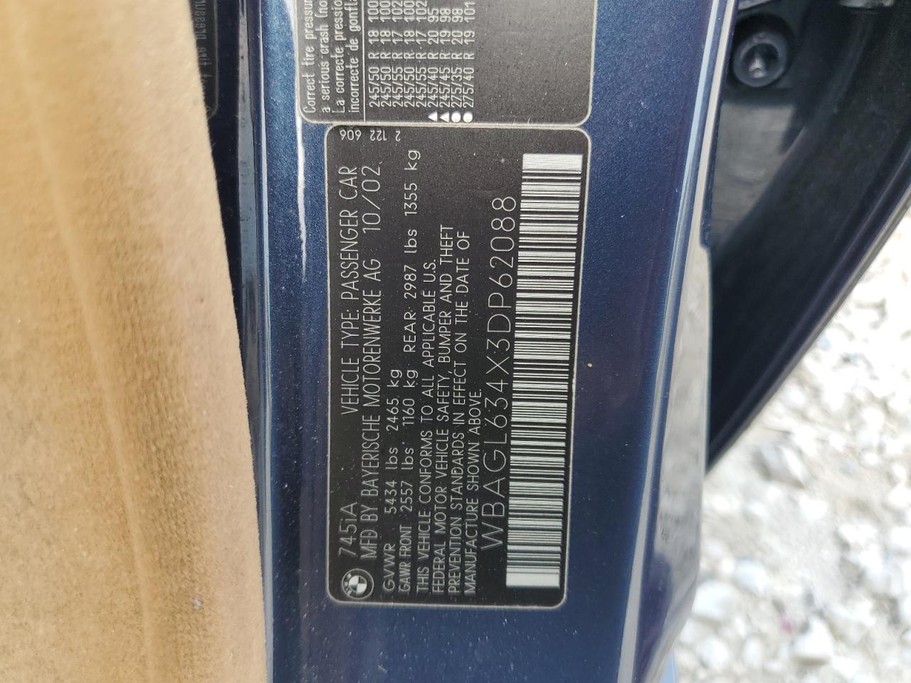 WBAGL634X3DP62088 2003 BMW 745 I