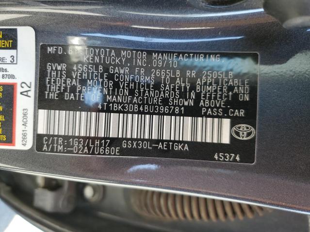 2011 Toyota Avalon Base VIN: 4T1BK3DB4BU396781 Lot: 60355884