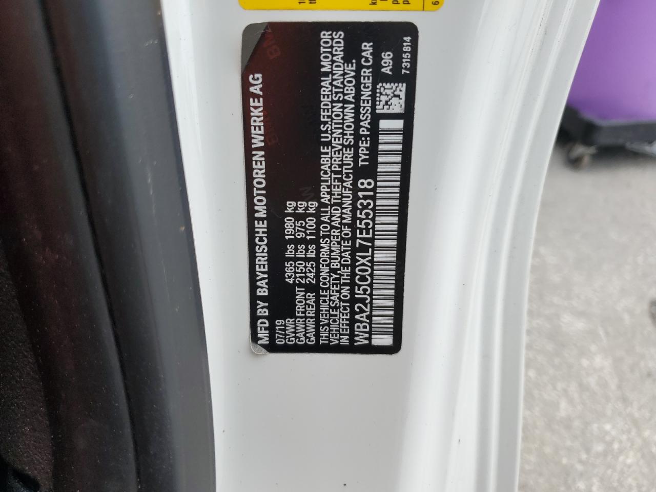 WBA2J5C0XL7E55318 2020 BMW M240I