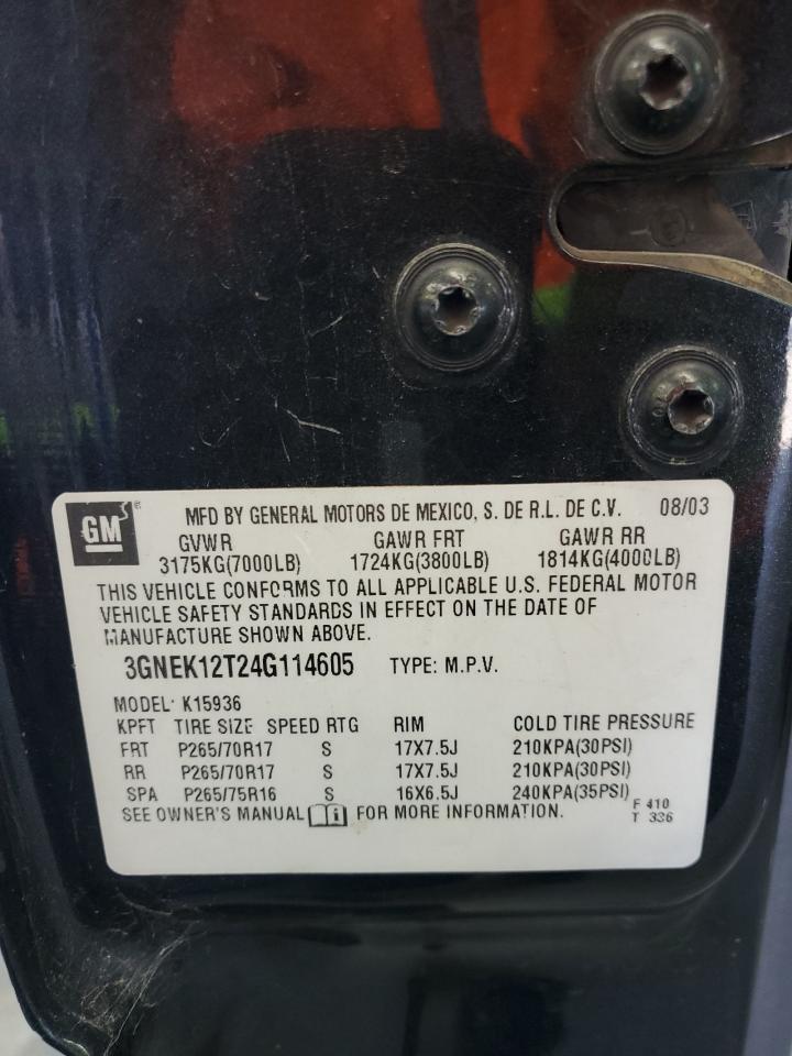 3GNEK12T24G114605 2004 Chevrolet Avalanche K1500