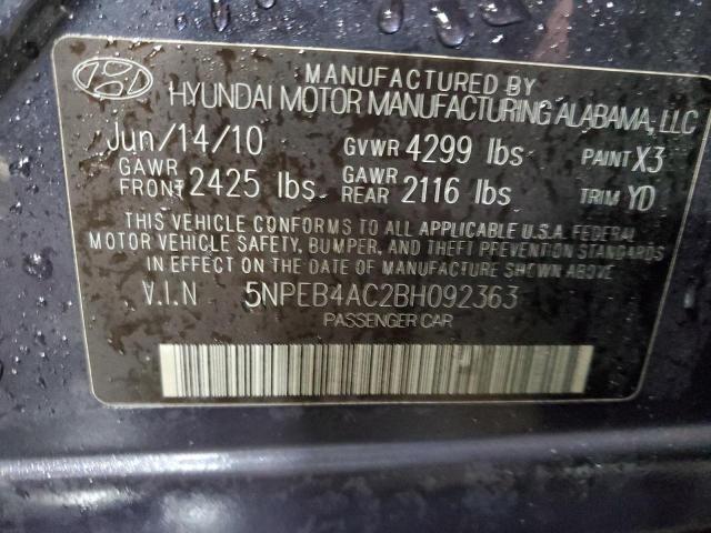 2011 Hyundai Sonata Gls VIN: 5NPEB4AC2BH092363 Lot: 55015824