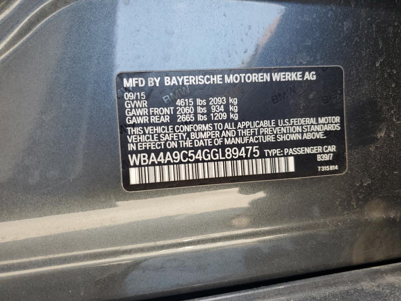 WBA4A9C54GGL89475 2016 BMW 428 I Gran Coupe Sulev