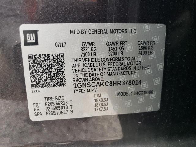 2017 Chevrolet Tahoe C1500 Ls VIN: 1GNSCAKC8HR378014 Lot: 59139414