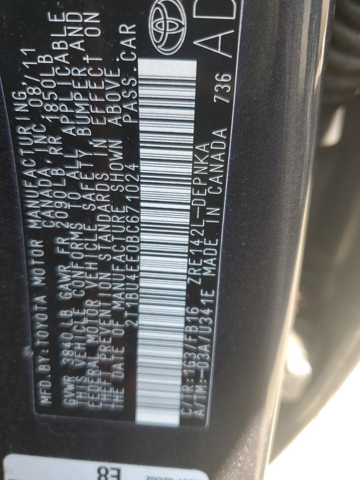 2T1BU4EE0BC671024 2011 Toyota Corolla Base