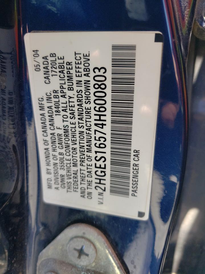 2HGES16574H600803 2004 Honda Civic Lx