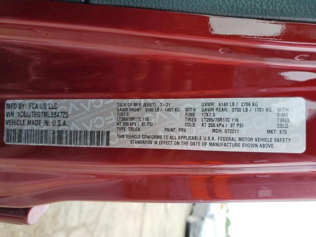 2021 JEEP GLADIATOR - 1C6JJTEG7ML584725