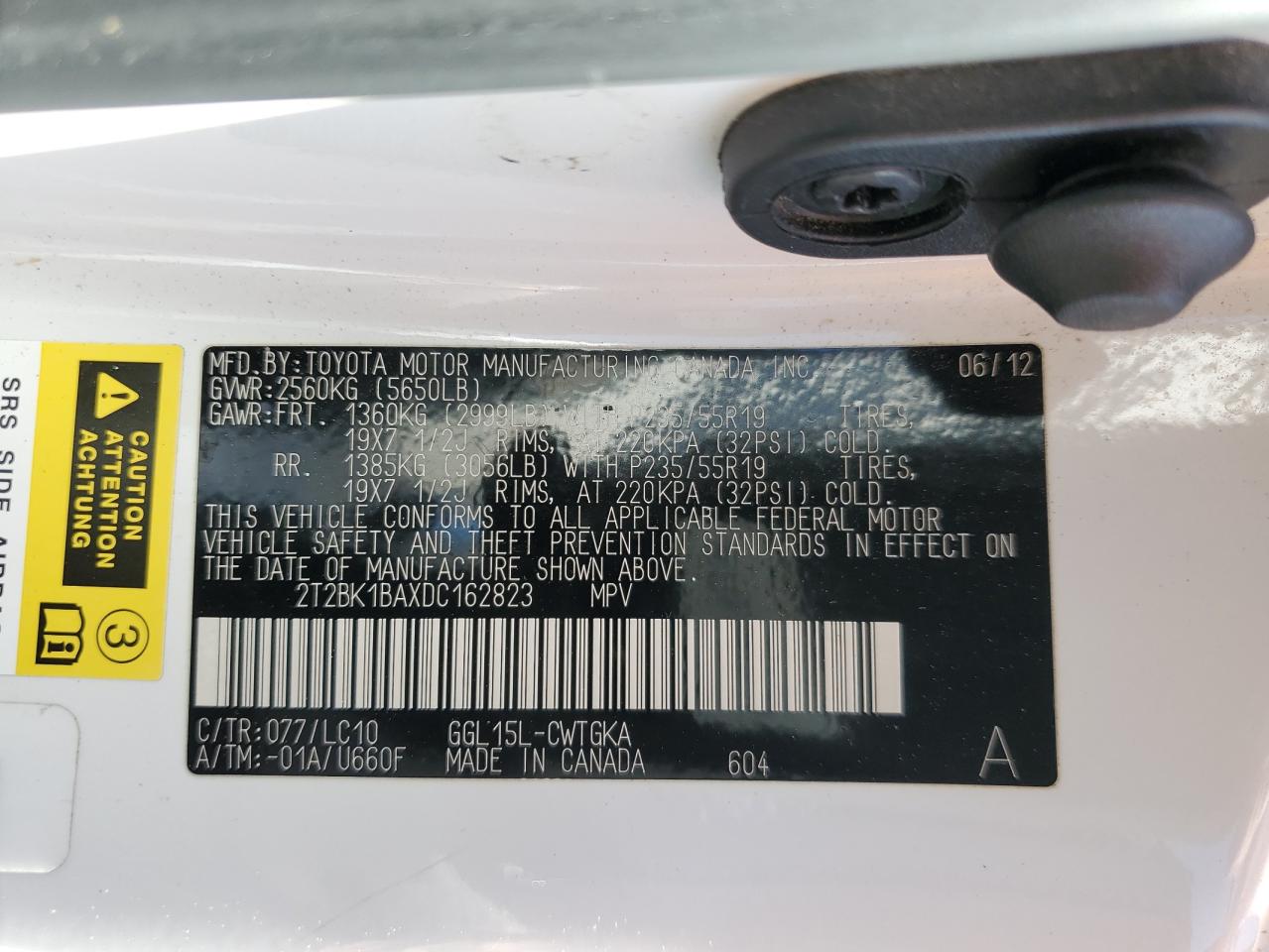 2T2BK1BAXDC162823 2013 Lexus Rx 350 Base