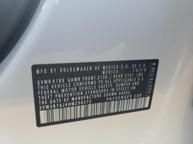 2017 Volkswagen Jetta S VIN: 3VW2B7AJ4HM258272 Lot: 59739294