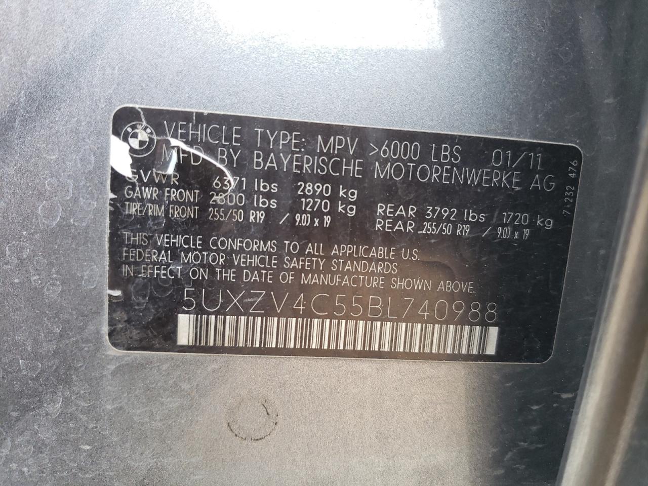 5UXZV4C55BL740988 2011 BMW X5 xDrive35I