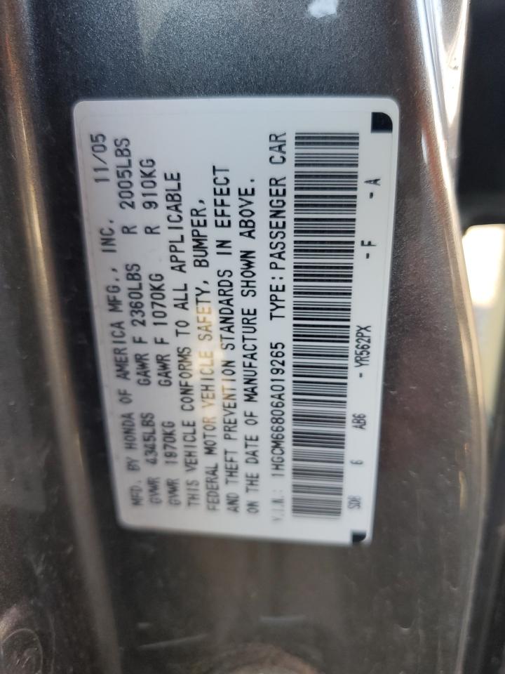 1HGCM66806A019265 2006 Honda Accord Ex
