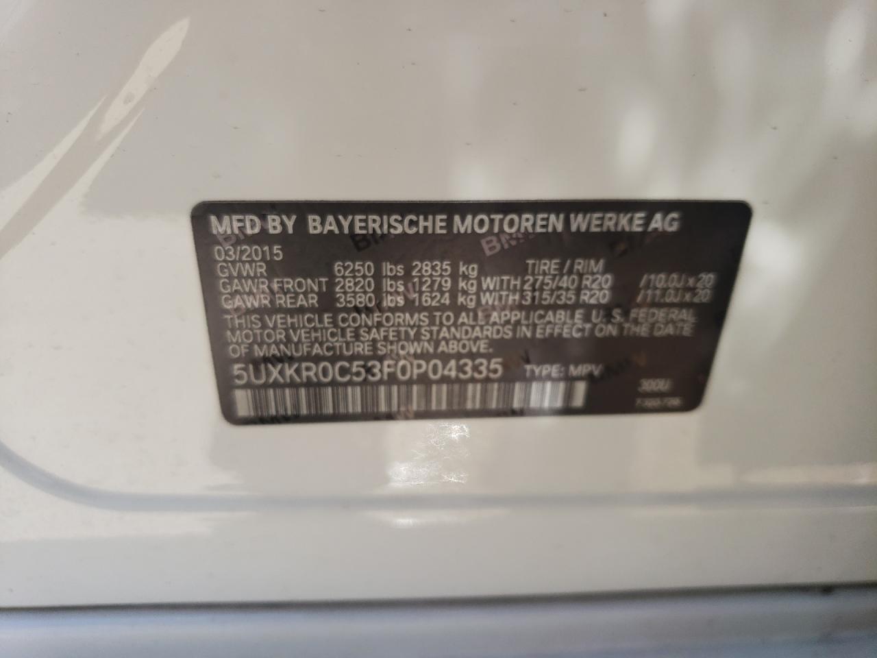 5UXKR0C53F0P04335 2015 BMW X5 xDrive35I