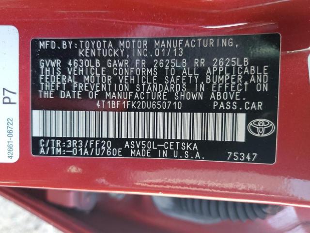 VIN 4T1BF1FK2DU650710 2013 Toyota Camry, L no.13