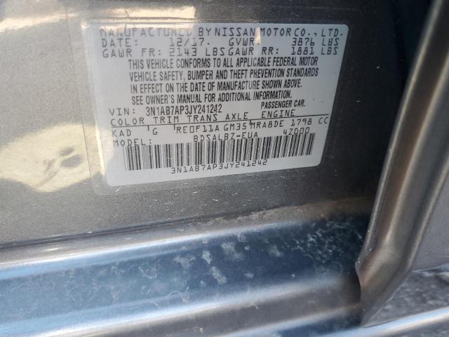 2018 Nissan Sentra S VIN: 3N1AB7AP3JY241242 Lot: 60122804