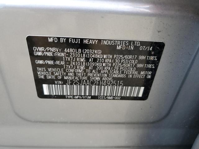 2015 Subaru Forester 2.5I VIN: JF2SJAAC2FH492515 Lot: 60305314