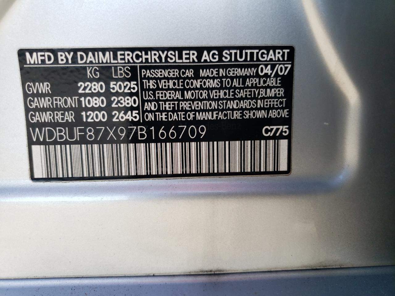 WDBUF87X97B166709 2007 Mercedes-Benz E 350 4Matic