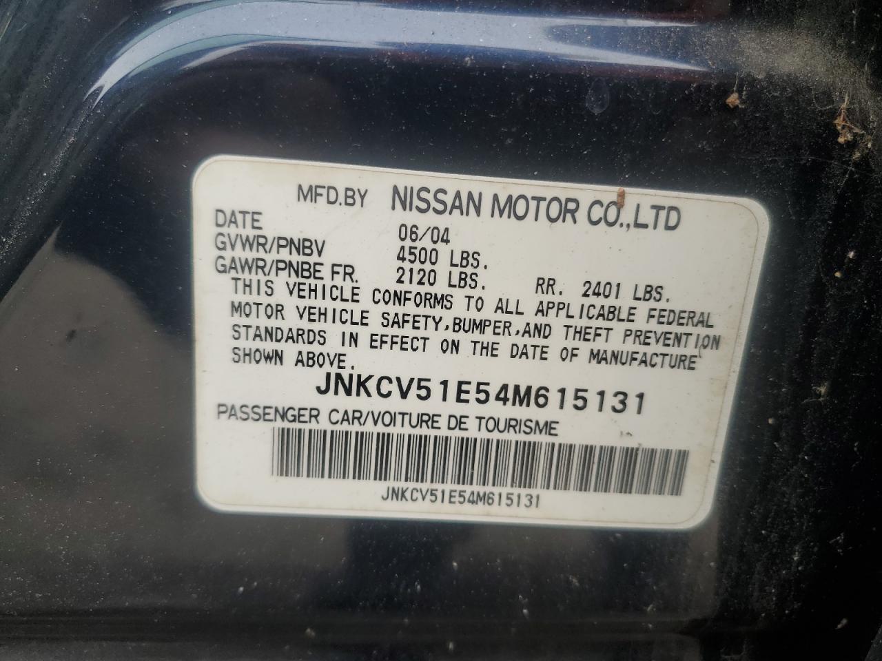 JNKCV51E54M615131 2004 Infiniti G35