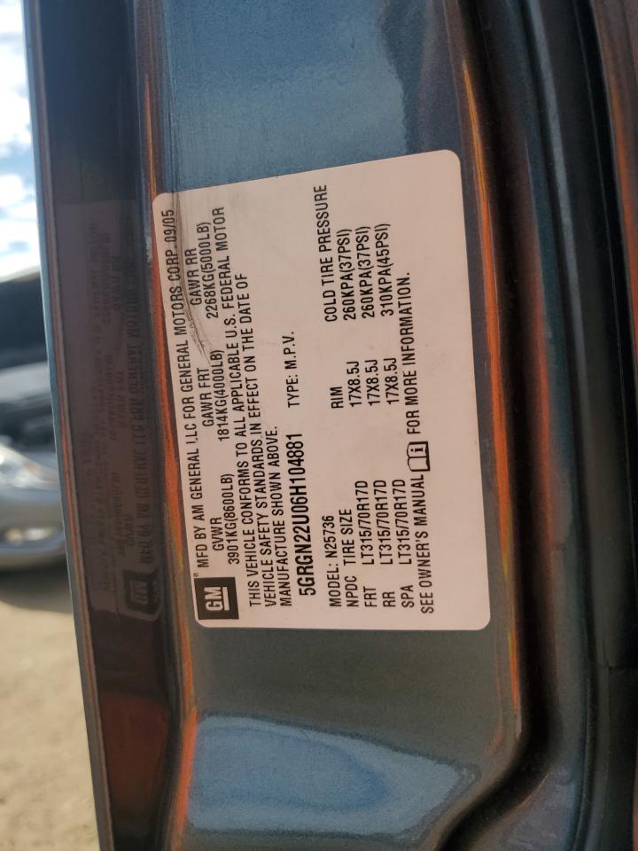 5GRGN22U06H104881 2006 Hummer H2 Sut