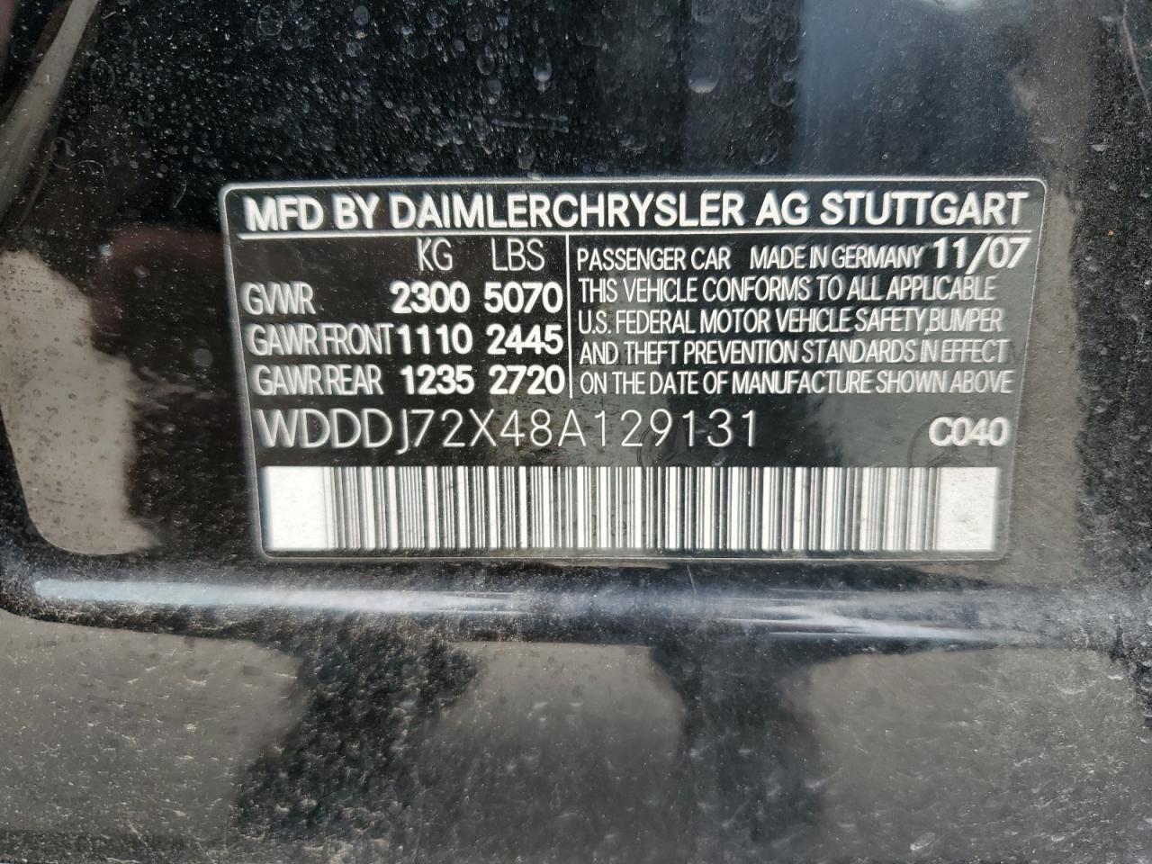 WDDDJ72X48A129131 2008 Mercedes-Benz Cls 550