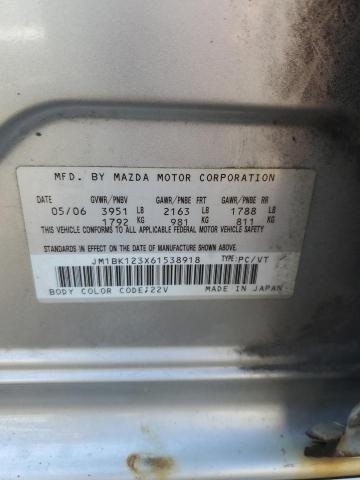 2006 Mazda 3 S VIN: JM1BK123X61538918 Lot: 60284344