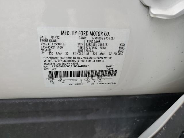2022 Ford Explorer St VIN: 1FM5K8GC1NGA40676 Lot: 57984954