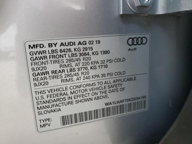 VIN WA1LHAF70KD034199 2019 Audi Q7, Premium Plus no.13