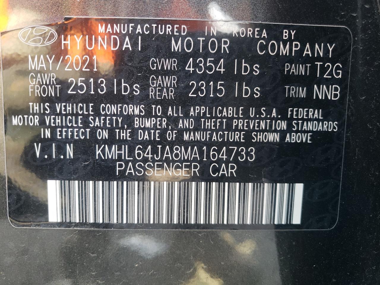 KMHL64JA8MA164733 2021 Hyundai Sonata Sel