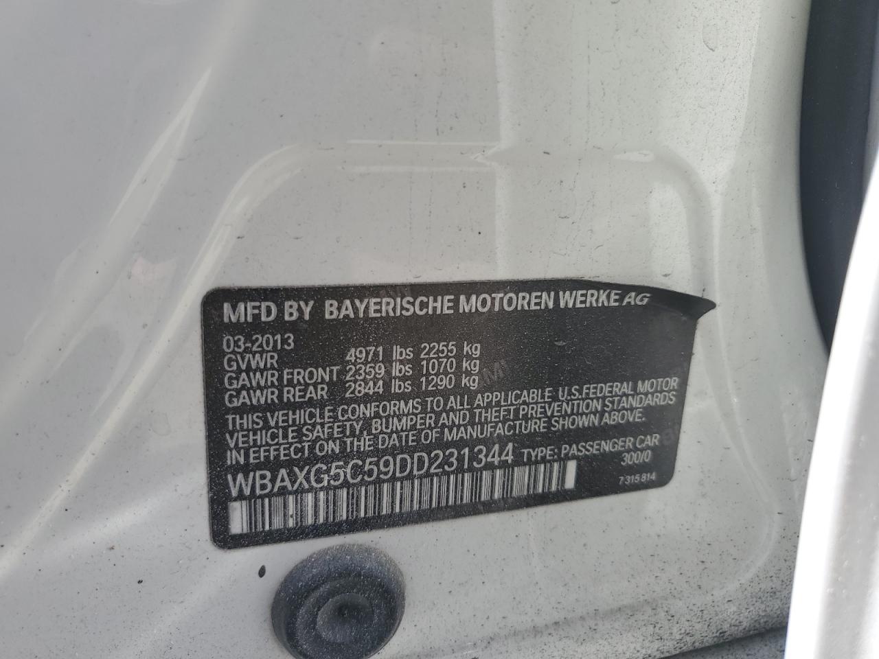 WBAXG5C59DD231344 2013 BMW 528 I