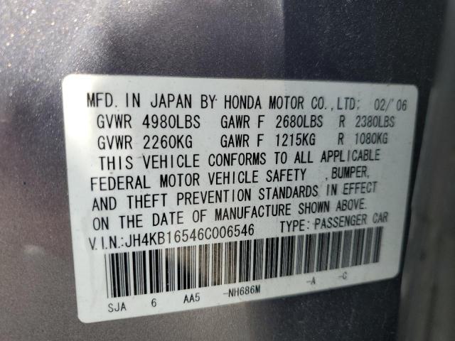 2006 Acura Rl VIN: JH4KB16546C006546 Lot: 58785714