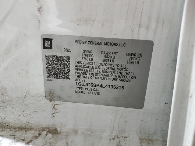 2020 Chevrolet Sonic VIN: 1G1JG6SB4L4135215 Lot: 60066084