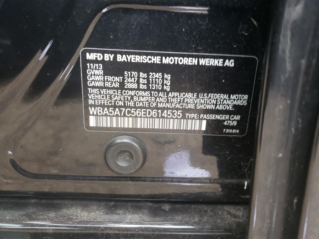 WBA5A7C56ED614535 2014 BMW 528 Xi