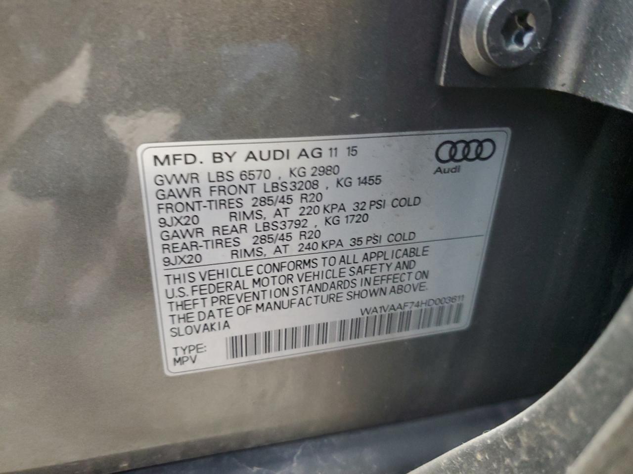 WA1VAAF74HD003611 2017 Audi Q7 Prestige