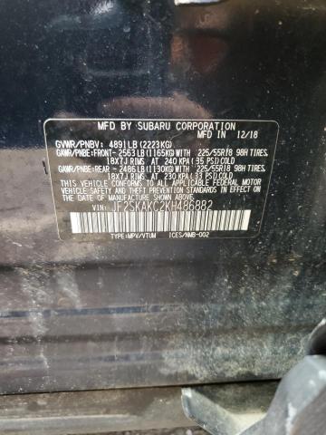 2019 Subaru Forester Sport VIN: JF2SKAKC2KH486882 Lot: 58678774