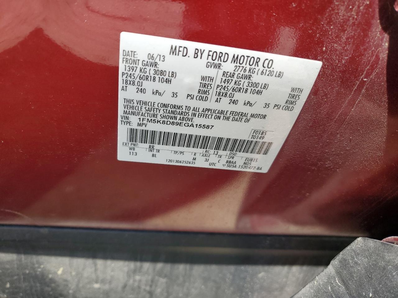 1FM5K8D89EGA15587 2014 Ford Explorer Xlt