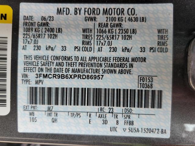 2023 Ford Bronco Sport Big Bend VIN: 3FMCR9B6XPRD86957 Lot: 59038484