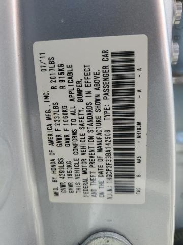 2011 Honda Accord Lx VIN: 1HGCP2F33BA142508 Lot: 57086284