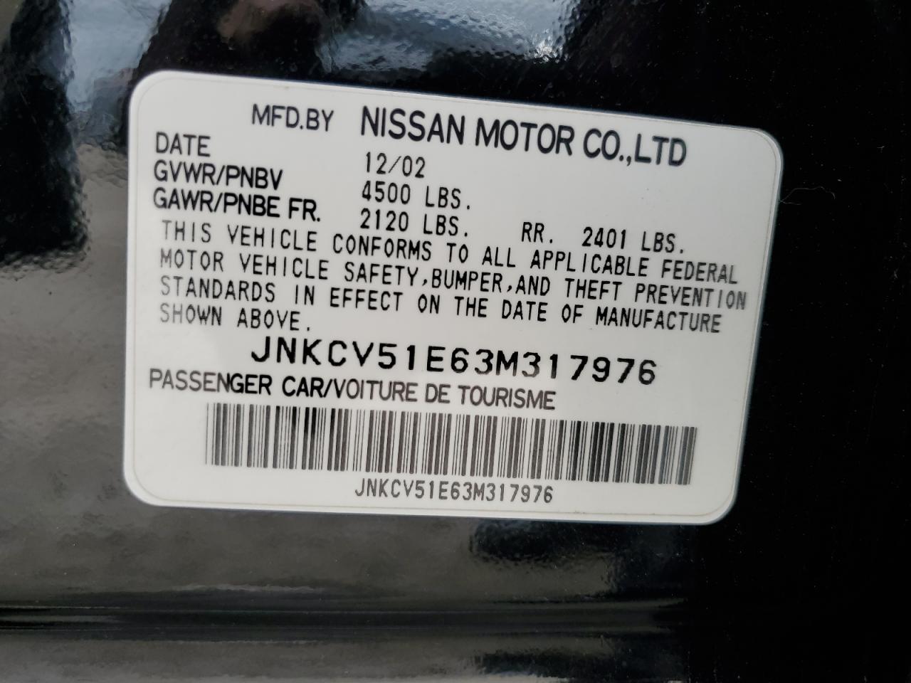 JNKCV51E63M317976 2003 Infiniti G35