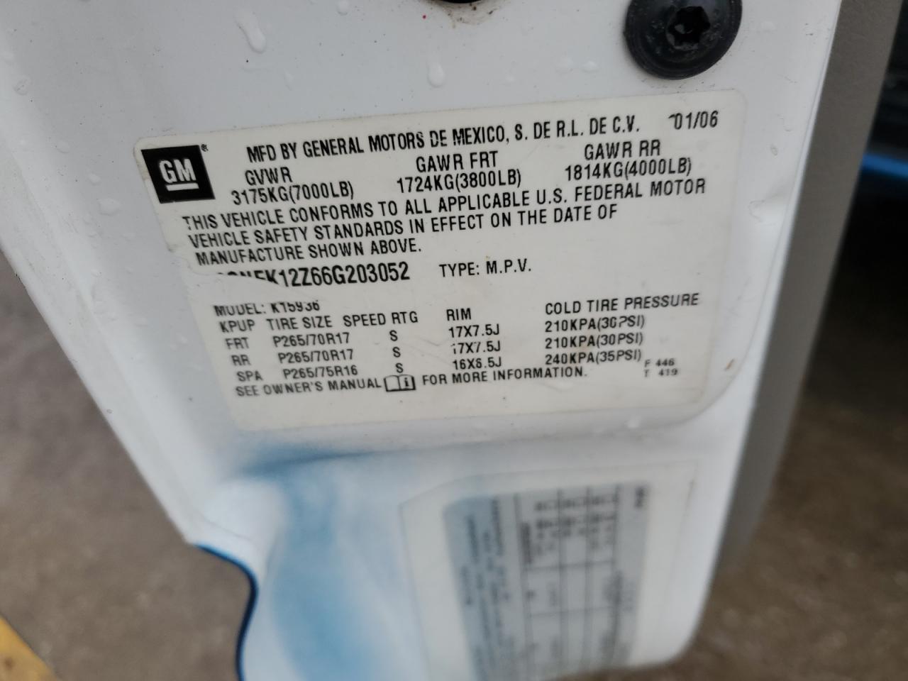 3GNEK12Z66G203052 2006 Chevrolet Avalanche K1500