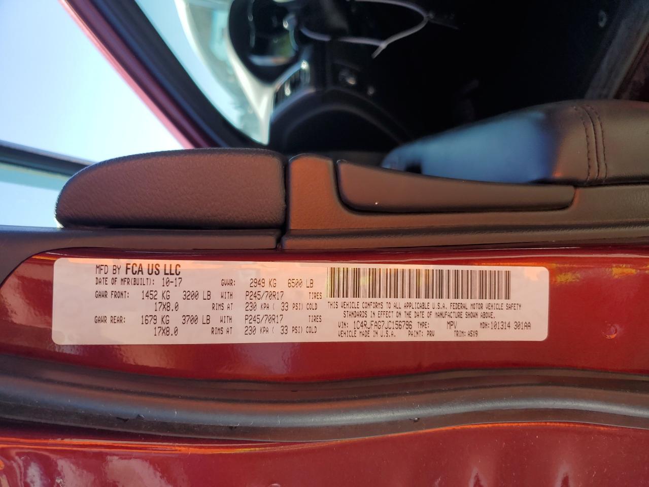 1C4RJFAG7JC156796 2018 Jeep Grand Cherokee Laredo