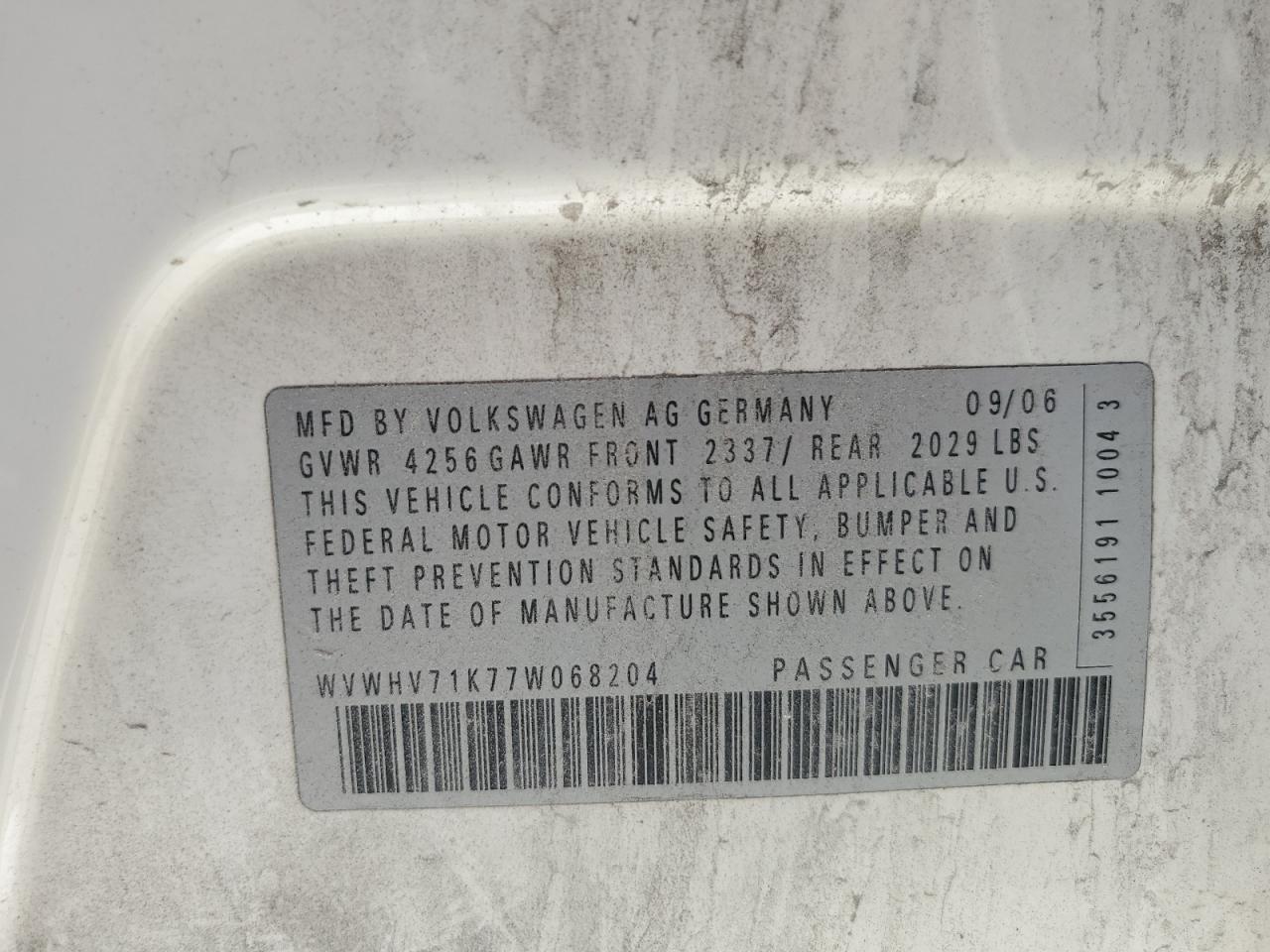 WVWHV71K77W068204 2007 Volkswagen New Gti