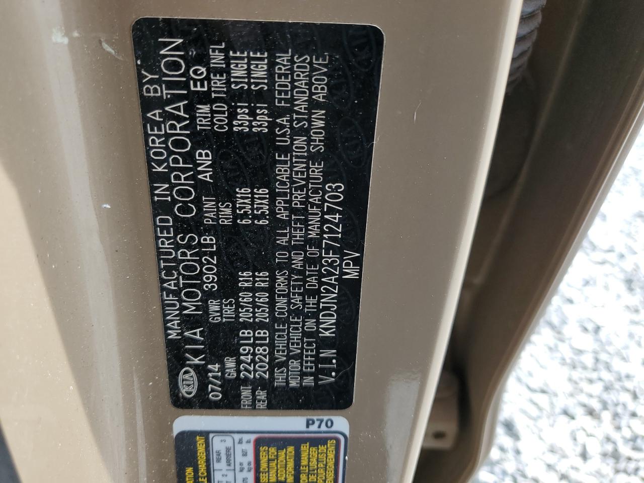 KNDJN2A23F7124703 2015 Kia Soul