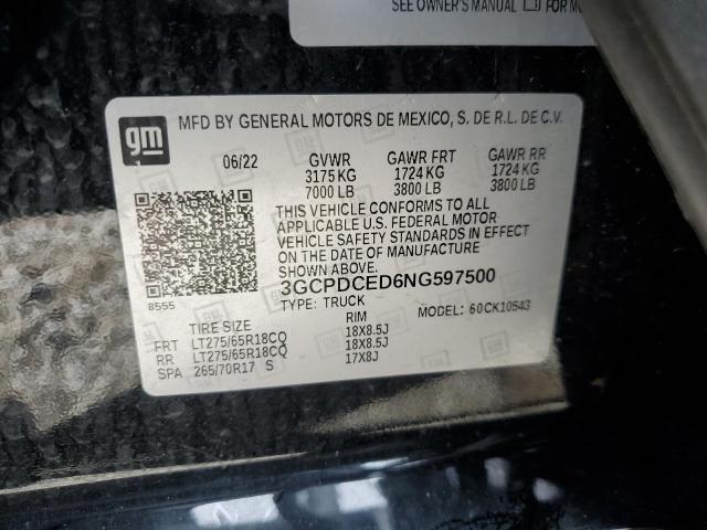 2022 CHEVROLET SILVERADO - 3GCPDCED6NG597500
