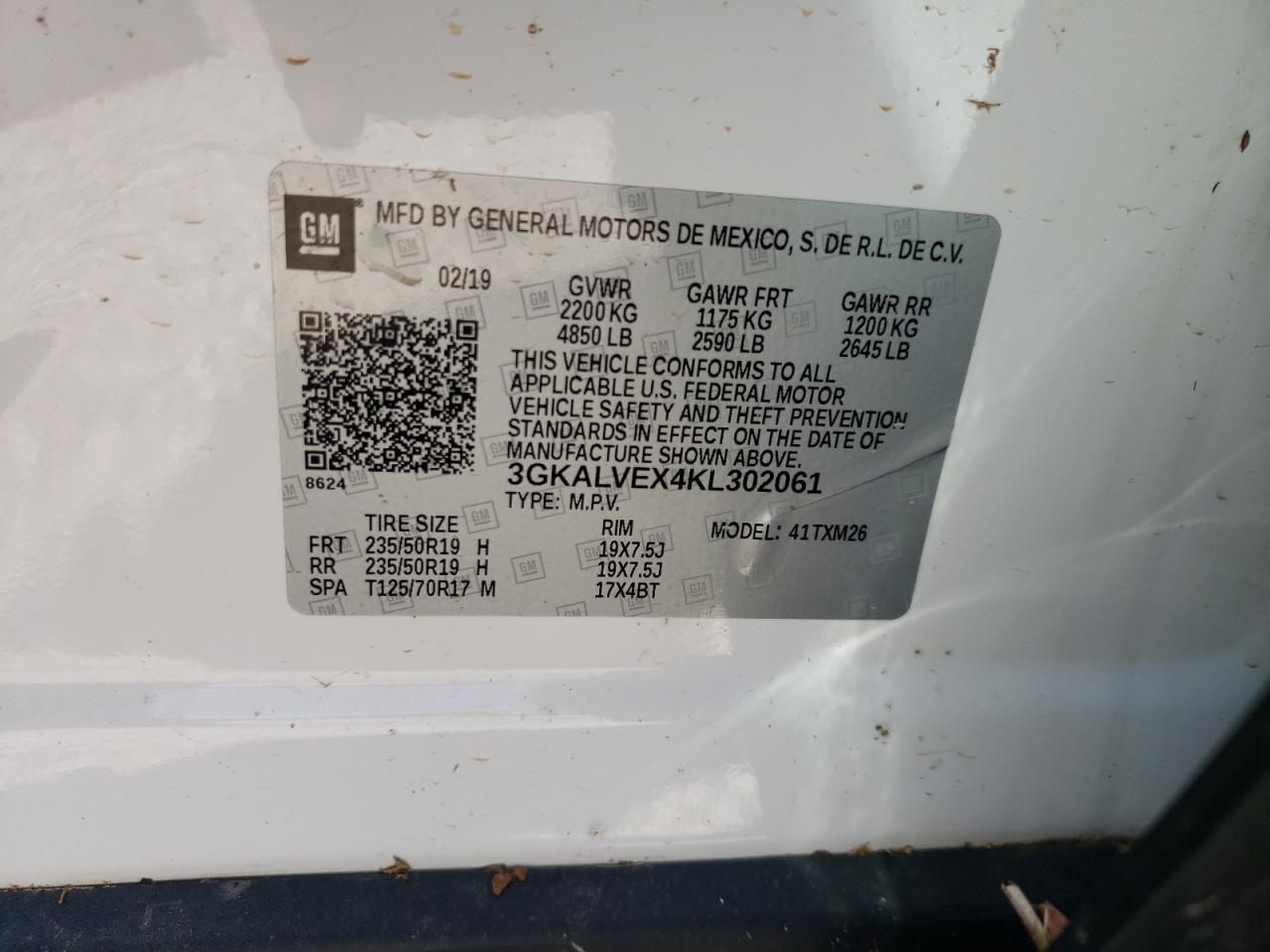 3GKALVEX4KL302061 2019 GMC Terrain Slt