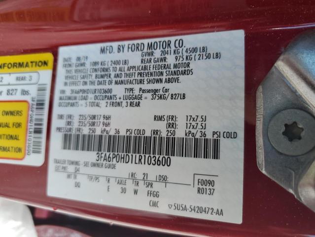 3FA6P0HD1LR103600 Ford Fusion SE 13