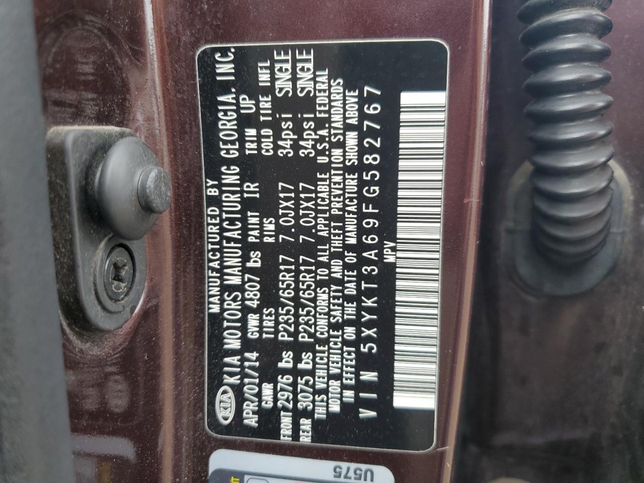 5XYKT3A69FG582767 2015 Kia Sorento Lx